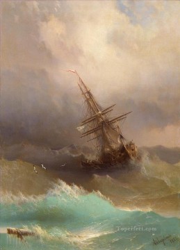 Barco Ivan Aivazovsky en el mar tormentoso Ocean Waves Pinturas al óleo